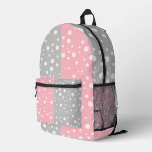 (Grijze & Roze Kleur) Beste Wit Punt Kleurenblok Bedrukte Rugzak
