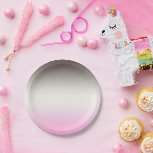 Grijze roze ombre papieren bordje (Feest)