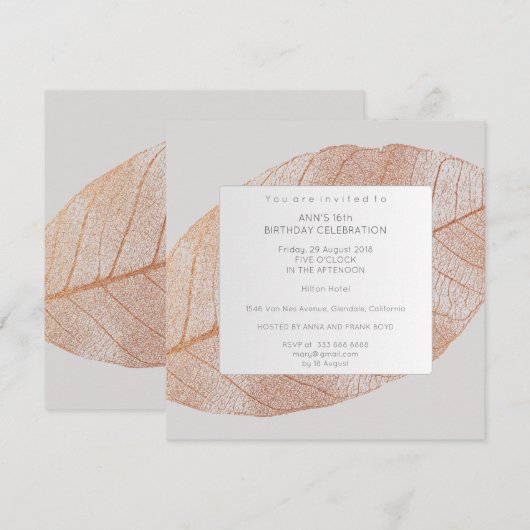 Grijze roze roodroodbruin Birthday Party Kaart (Voorkant / Achterkant)