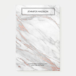 Grijze roze roze goudkleurig | NAAM + ADRES Post-it® Notes