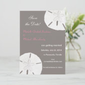 Grijze Roze Save the Date van Zand Dollar (Staand voorkant)