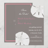 Grijze Roze Save the Date van Zand Dollar (Voorkant / Achterkant)