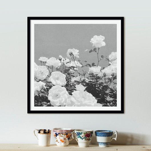 Grijze Rozen Bloementuin Foto Kunstprint Poster