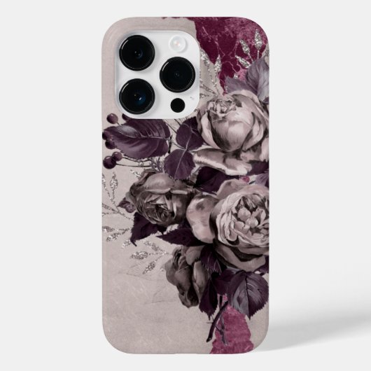 Grijze Rozen en Bourgogne Accent Case-Mate iPhone Case (Achterkant)