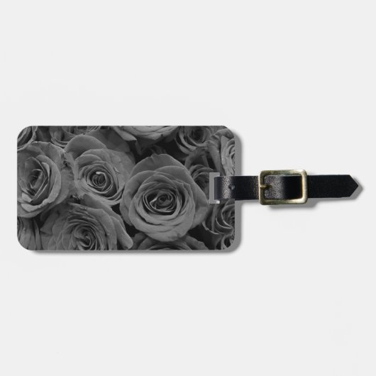 Grijze rozen, grijze bloemfoto bagagelabel (Voorkant horizontaal)