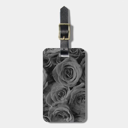 Grijze rozen, grijze bloemfoto bagagelabel (Voorkant verticaal)