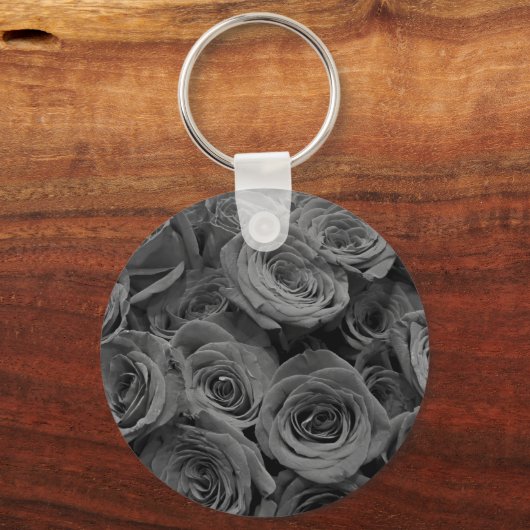Grijze rozen, grijze bloemfoto sleutelhanger (Voorkant)