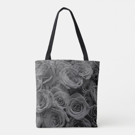 Grijze rozen, grijze bloemfoto tote bag (Achterkant)