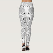Grijze Rozen Op Witte Leggings (Achterkant)
