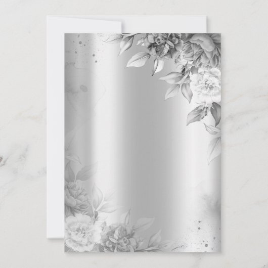 Grijze Rozen Silver 80th Birthday Party Kaart (Achterkant)