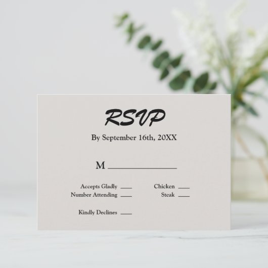 Grijze RSVP-kaart RSVP Kaartje (Staand voorkant)