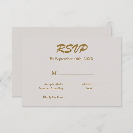 Grijze RSVP-kaart RSVP Kaartje (Voorkant / Achterkant)