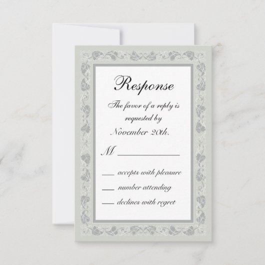 Grijze RSVP-wijnstokken RSVP Kaartje (Voorkant)