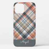 Grijze ruit Elegante script naam Case-Mate iPhone Case (Achterkant)