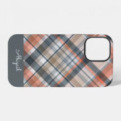 Grijze ruit Elegante script naam iPhone Hoesje (Achterkant horizontaal)