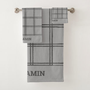 Grijze ruit persoonlijke naam mannelijke badkamer bad handdoek