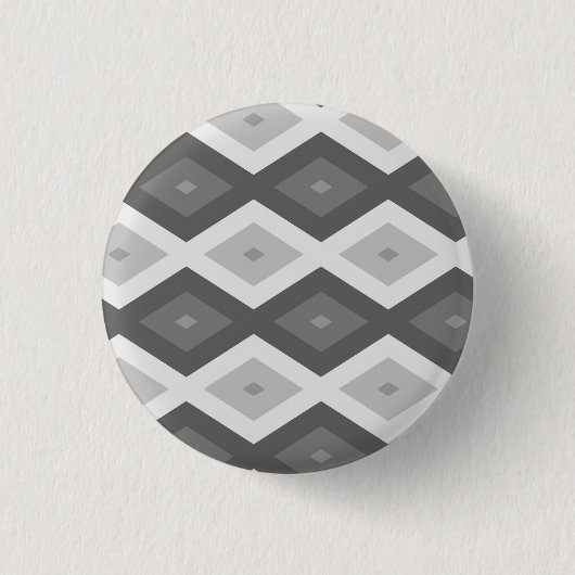 Grijze ruitvormige schaduw ronde button 3,2 cm (Voorkant)