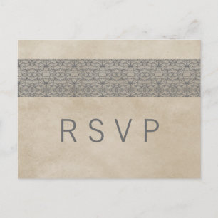 Grijze Rustic Lace RSVP Briefkaart