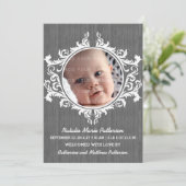 Grijze Rustic Swirls Baby Aankondiging (Staand voorkant)