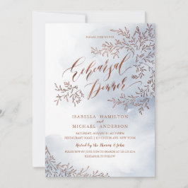 Grijze rustieke bloemencalligrafie proefdinercadea kaart