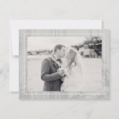 Grijze rustieke Woodgrain winter bruiloft dank u Kaart (Achterkant)