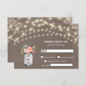 Grijze Rustische ventilator Mason Jar String Light RSVP Kaartje (Voorkant / Achterkant)