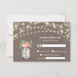 Grijze Rustische ventilator Mason Jar String Light RSVP Kaartje