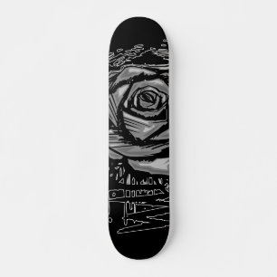 Grijze Ruw Roos Graffiti Kunst • Urbane Straatstij Persoonlijk Skateboard