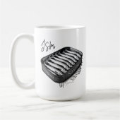 Grijze Sardine Art Tin Custom Monogram Naam Koffiemok (Links)