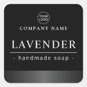 Grijze satijngrens zwart logo etiket (Voorkant)