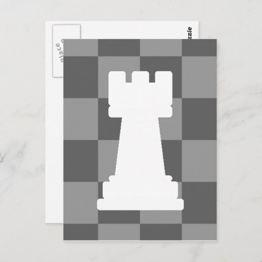 Grijze schaakbord Rook Briefkaart (Voorkant / Achterkant)