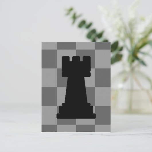 Grijze schaakbord Rook Briefkaart (Staand voorkant)