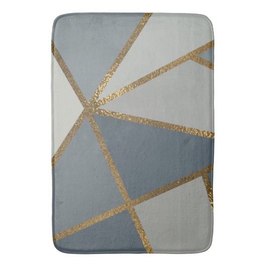 Grijze schaduwen en Goud Bronze Geometrische grafi Badmat (Voorkant Verticaal)
