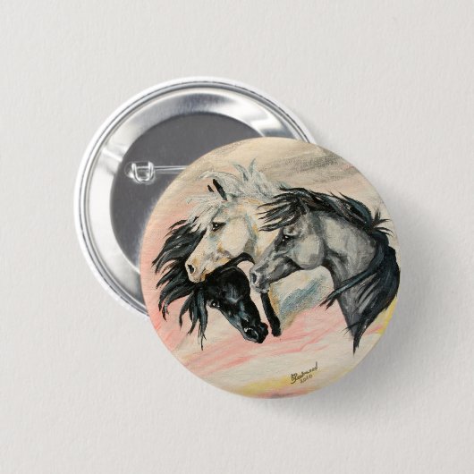 Grijze schaduwen ronde button 5,7 cm (Voorkant /achterkant)