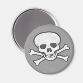 Grijze schedel & Crossbones Magnet (Voorkant / Achterkant)