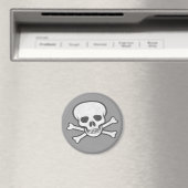 Grijze schedel & Crossbones Magnet (Insitu (Vaatwasser))