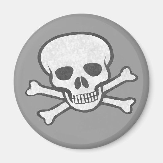 Grijze schedel & Crossbones Magnet (Voorkant)