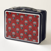 Grijze Schedel Hart Ogen Rood Aquarel Goth Romanti (Voorkant)