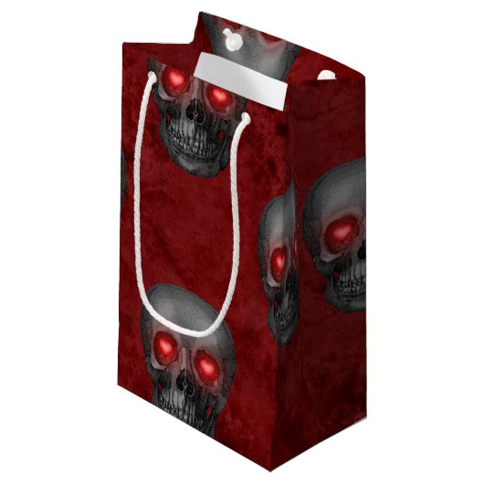 grijze schedel Oogogen Rode Waterverf Gothic Roman Klein Cadeauzakje (Voorkant Gekanteld)