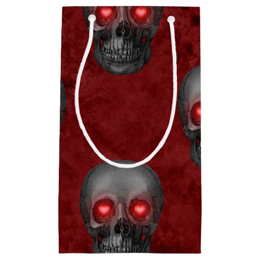 grijze schedel Oogogen Rode Waterverf Gothic Roman Klein Cadeauzakje (Voorkant)