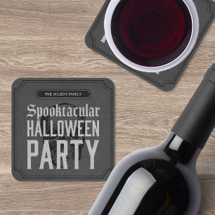 Grijze Schedel Spooktacular Halloween Feest Kartonnen Onderzetters