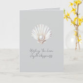 Grijze Schelp Witte Parel Bruidsdouche Kaart (Gele Bloem)