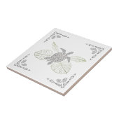 Grijze Schildpad En Sierobject Tropisch Tegeltje (Zijkant)