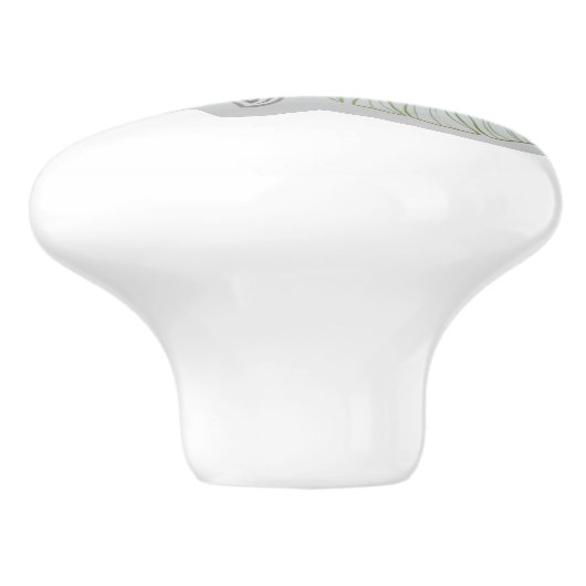 Grijze schildpad tropische bladeren keramische knop (Zijkant)