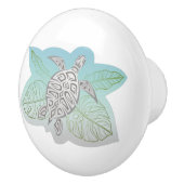 Grijze schildpad tropische bladeren keramische knop (Rechts)