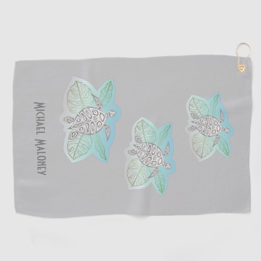 Grijze schildpadden Groene Tropische Lagen Kustal Golfhanddoek (Horizontaal)