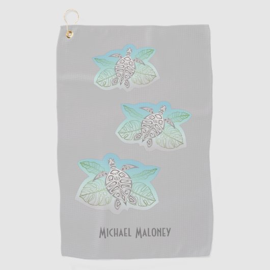 Grijze schildpadden Groene Tropische Lagen Kustal Golfhanddoek (Voorkant)