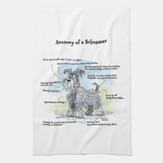 Grijze Schnauzer keukenhanddoek (Verticaal)