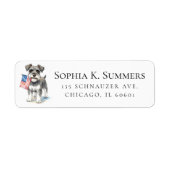 Grijze Schnauzer viert 4 juli-adres Etiket (Voorkant)