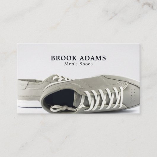Grijze schoenen, Mannen kledingwinkel Visitekaartj Visitekaartje (Voorkant)